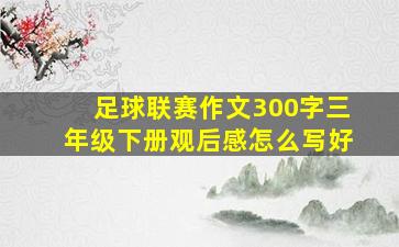 足球联赛作文300字三年级下册观后感怎么写好