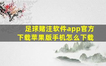 足球赌注软件app官方下载苹果版手机怎么下载