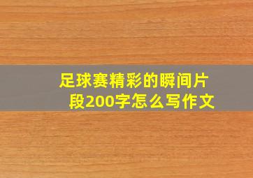 足球赛精彩的瞬间片段200字怎么写作文