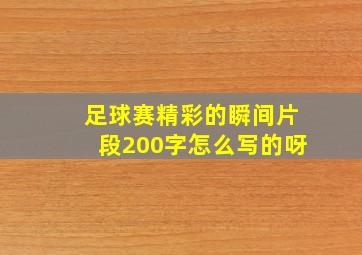 足球赛精彩的瞬间片段200字怎么写的呀