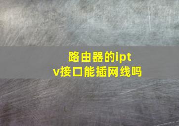 路由器的iptv接口能插网线吗