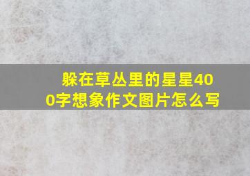 躲在草丛里的星星400字想象作文图片怎么写