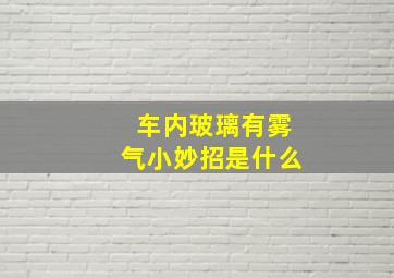 车内玻璃有雾气小妙招是什么