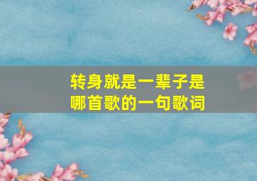 转身就是一辈子是哪首歌的一句歌词