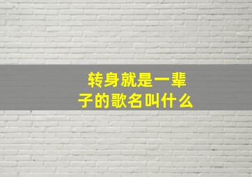 转身就是一辈子的歌名叫什么