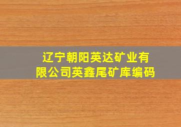 辽宁朝阳英达矿业有限公司英鑫尾矿库编码