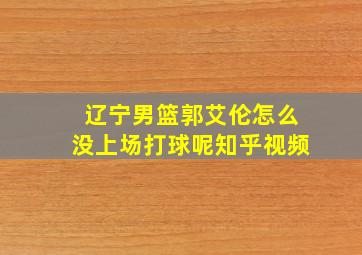 辽宁男篮郭艾伦怎么没上场打球呢知乎视频