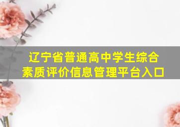 辽宁省普通高中学生综合素质评价信息管理平台入口