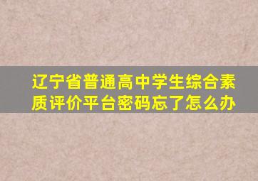 辽宁省普通高中学生综合素质评价平台密码忘了怎么办