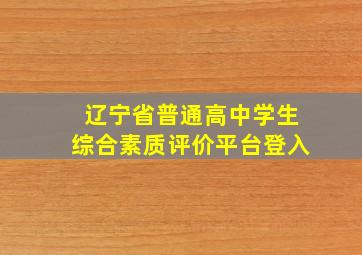 辽宁省普通高中学生综合素质评价平台登入