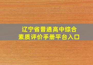 辽宁省普通高中综合素质评价手册平台入口