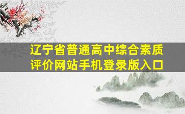 辽宁省普通高中综合素质评价网站手机登录版入口