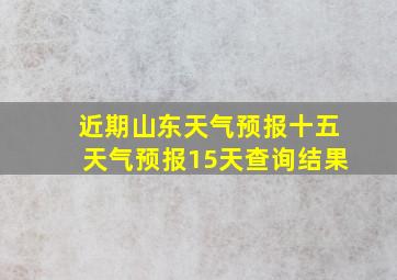 近期山东天气预报十五天气预报15天查询结果