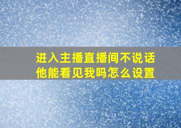 进入主播直播间不说话他能看见我吗怎么设置