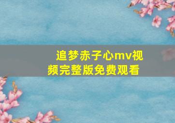 追梦赤子心mv视频完整版免费观看