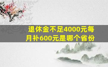 退休金不足4000元每月补600元是哪个省份