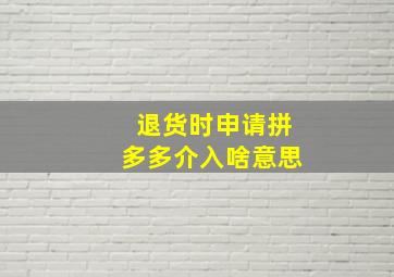 退货时申请拼多多介入啥意思