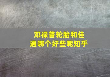 邓禄普轮胎和佳通哪个好些呢知乎