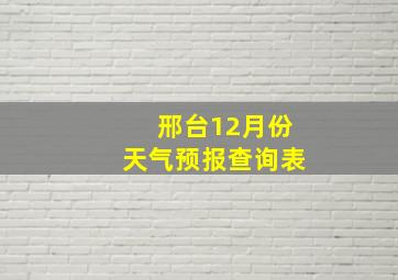 邢台12月份天气预报查询表