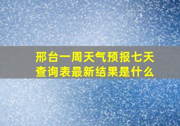 邢台一周天气预报七天查询表最新结果是什么