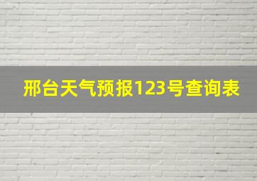 邢台天气预报123号查询表