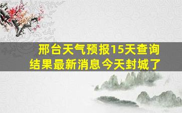 邢台天气预报15天查询结果最新消息今天封城了