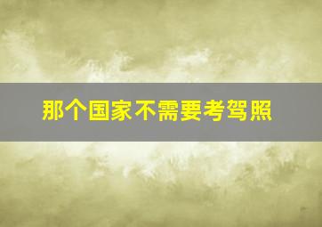 那个国家不需要考驾照