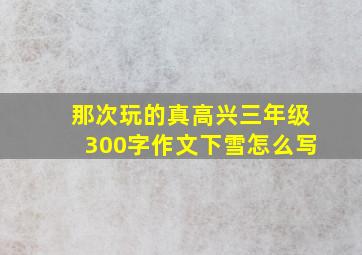 那次玩的真高兴三年级300字作文下雪怎么写