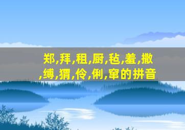 郑,拜,租,厨,毡,羞,撒,缚,猬,伶,俐,窜的拼音