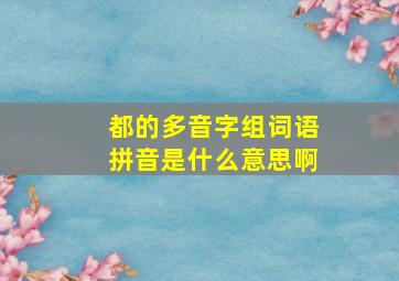 都的多音字组词语拼音是什么意思啊