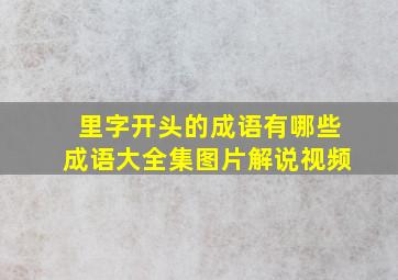 里字开头的成语有哪些成语大全集图片解说视频