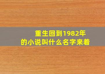 重生回到1982年的小说叫什么名字来着