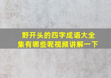 野开头的四字成语大全集有哪些呢视频讲解一下