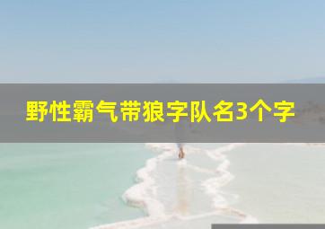 野性霸气带狼字队名3个字