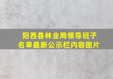 阳西县林业局领导班子名单最新公示栏内容图片