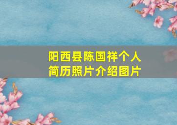 阳西县陈国祥个人简历照片介绍图片