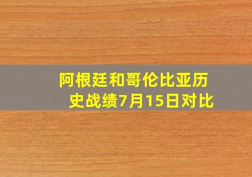 阿根廷和哥伦比亚历史战绩7月15日对比