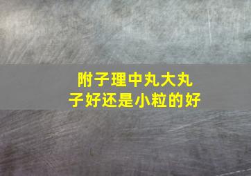 附子理中丸大丸子好还是小粒的好