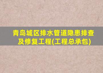 青岛城区排水管道隐患排查及修复工程(工程总承包)