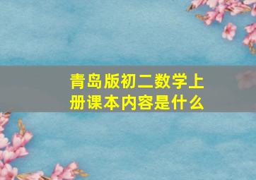 青岛版初二数学上册课本内容是什么