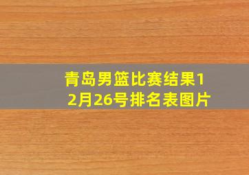 青岛男篮比赛结果12月26号排名表图片