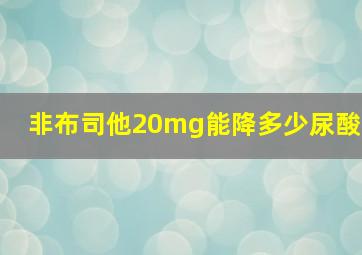 非布司他20mg能降多少尿酸