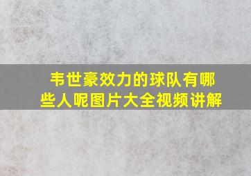 韦世豪效力的球队有哪些人呢图片大全视频讲解