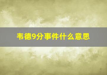 韦德9分事件什么意思