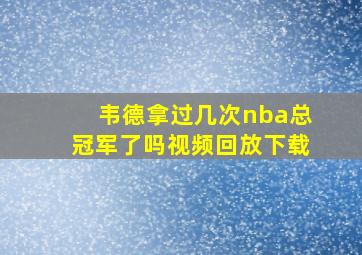 韦德拿过几次nba总冠军了吗视频回放下载