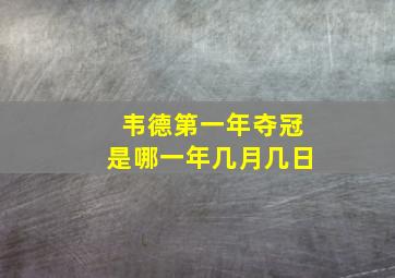 韦德第一年夺冠是哪一年几月几日