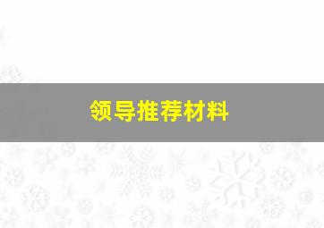 领导推荐材料