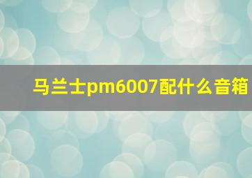 马兰士pm6007配什么音箱