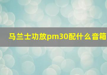 马兰士功放pm30配什么音箱