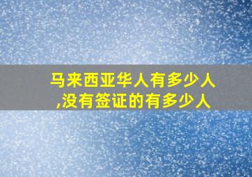 马来西亚华人有多少人,没有签证的有多少人